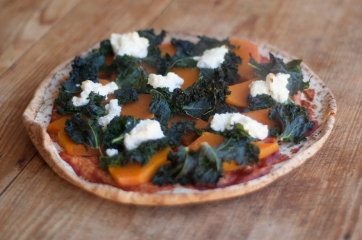 Pumpkin and kale pizza