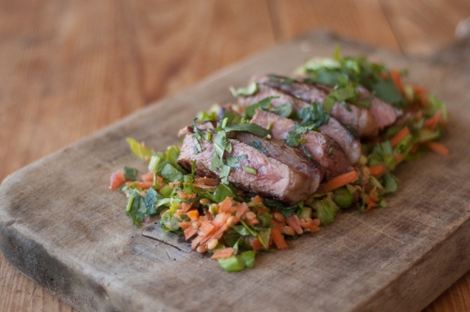 Steak-with-coriander-lentil-salad