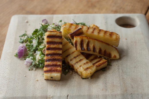 Pineapple with haloumi and tabbouleh